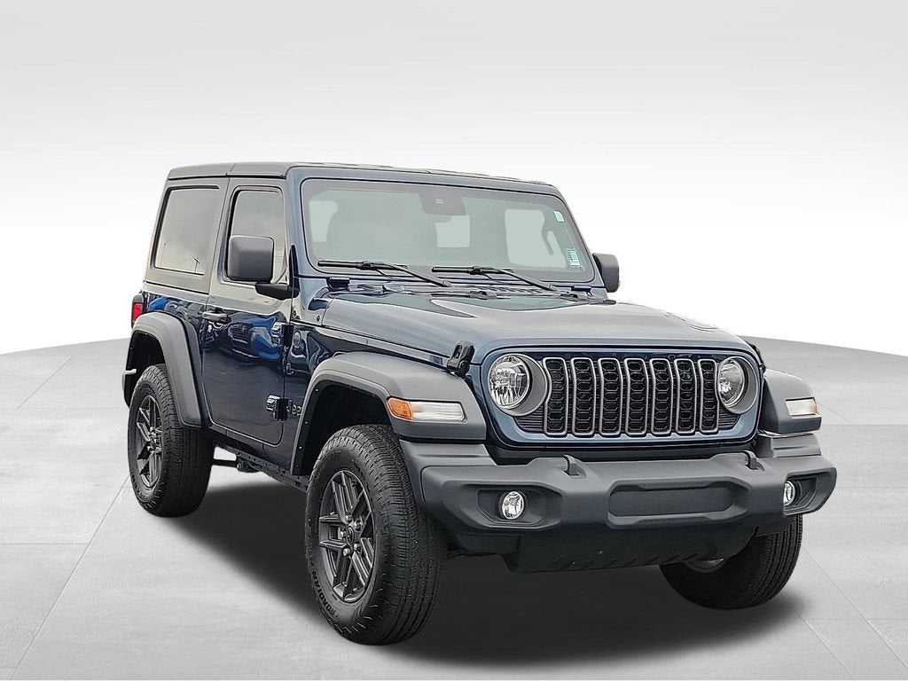 2025 Jeep Wrangler Sport S in Blue — front three-quarter view