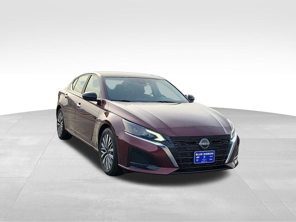 2025 Nissan Altima SV in Maroon — front three-quarter view