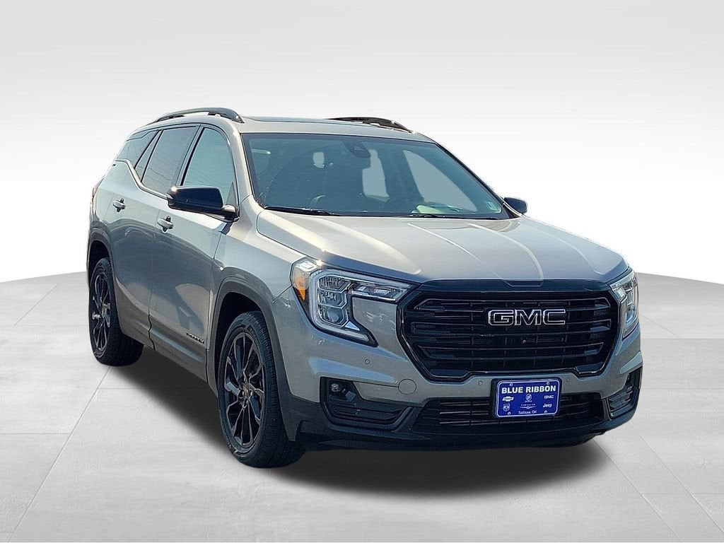 2024 GMC Terrain SLT in Sterling Metallic — front three-quarter view