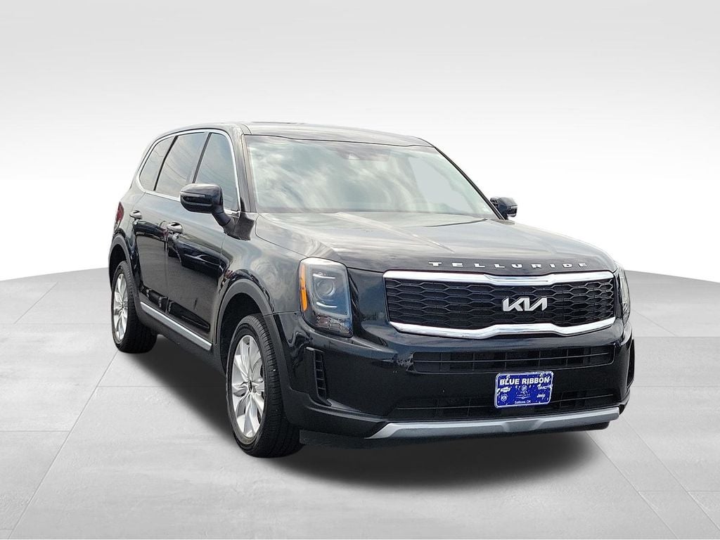 2022 Kia Telluride LX in Ebony Black — front three-quarter view